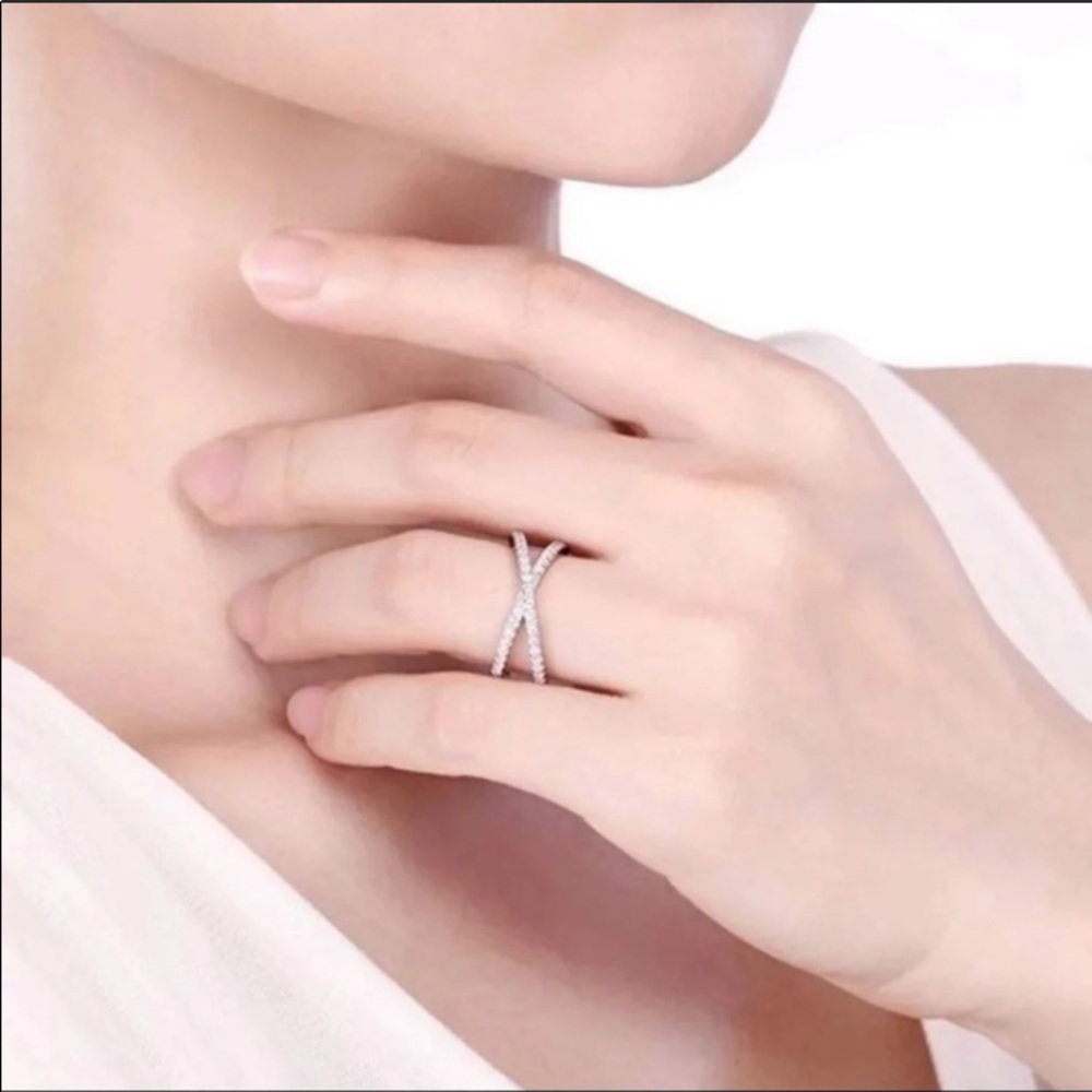 .925 Sterling Silver White Sapphire Infinity Ring